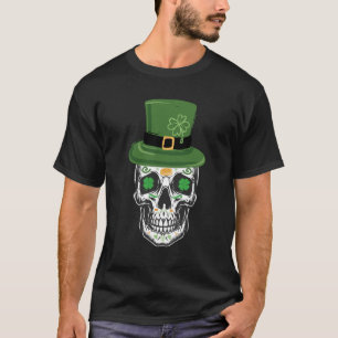 Camiseta Cranio de Açúcar Dia de São Patrício Leprechaun Tr