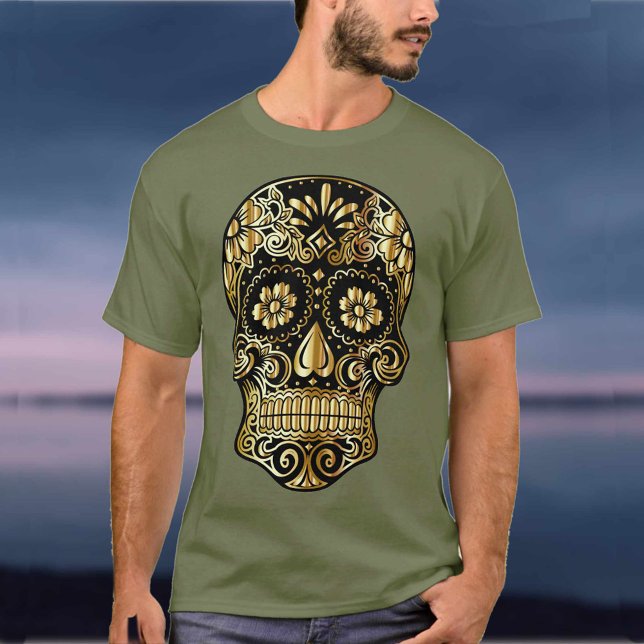 Camiseta Crânio de Açúcar Dia Mexicano da Arte Cultural Mor (Criador carregado)