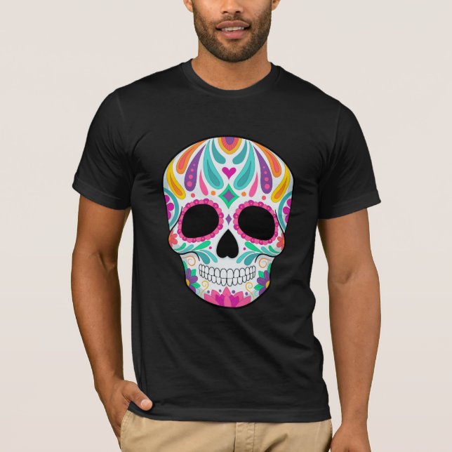 Camiseta Crânio De Açúcar Flor De rico (Frente)