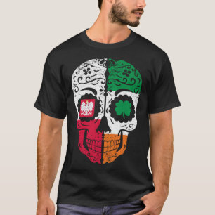 Camiseta Cranio de Açúcar Irlandês Polonês Bandeira Irlanda