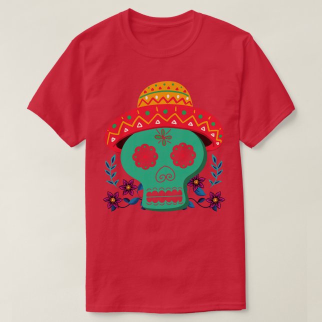 Camiseta Crânio de Açúcar Mexicano (Frente do Design)