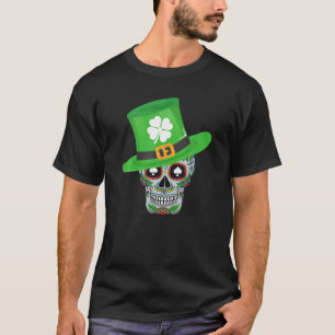 Camiseta Crânio de Açúcar Saint Patricks Day Shamrock Ha