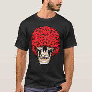 Camiseta Crânio de Afro-Homem: Abundante Cabelo Vermelho Cu