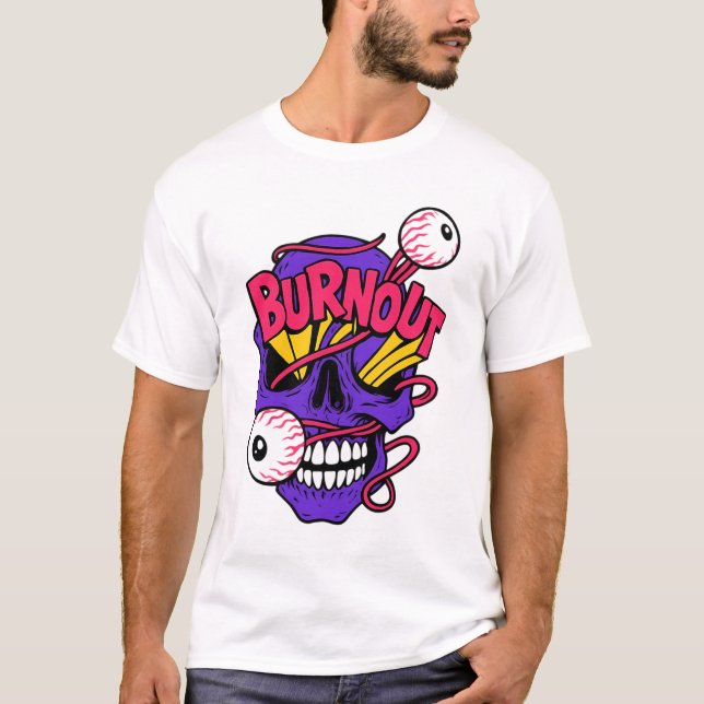 Camiseta Crânio de Arte com Burnout (Frente)
