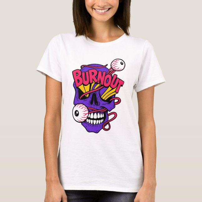 Camiseta Crânio de Arte com Burnout (Frente)