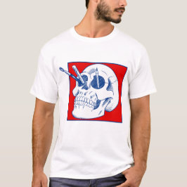 Camiseta Crânio de artista com lápis e pincéis