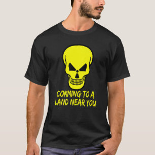 Camiseta Crânio de aviso radioativo que se dirige a uma ter