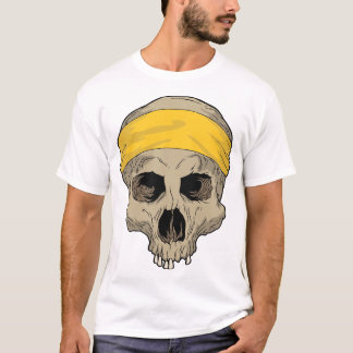 Camiseta Crânio de bandana amarela