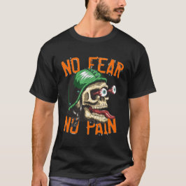 Camiseta Crânio De Biker Sem Medo Sem Dor Engraçada