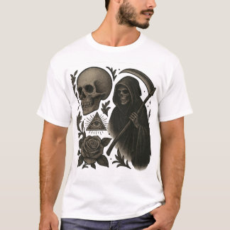 Camiseta Crânio de Bode Oculto com Pentagrama – Tatuagem Gó