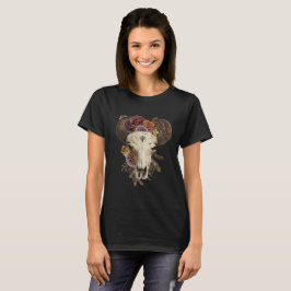 Camiseta Crânio de Búfalo Floral Vaqueira