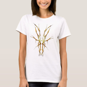 Camiseta Crânio de Cervo Tribal Dourado de Caça Design