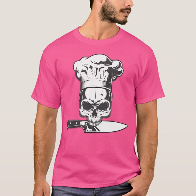 Camiseta Crânio De Chef Com Faca Anthony Bourdain Emblem E (Frente)