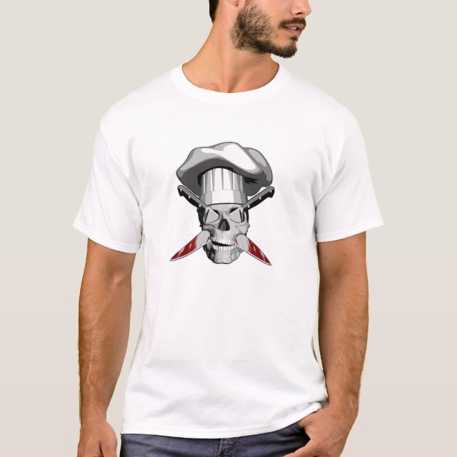 Camiseta Crânio de Chef Impaleado v4 (Frente)