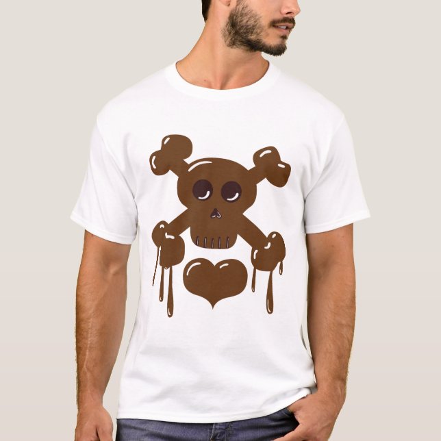 Camiseta Crânio de chocolate e ossos cruzados (Frente)