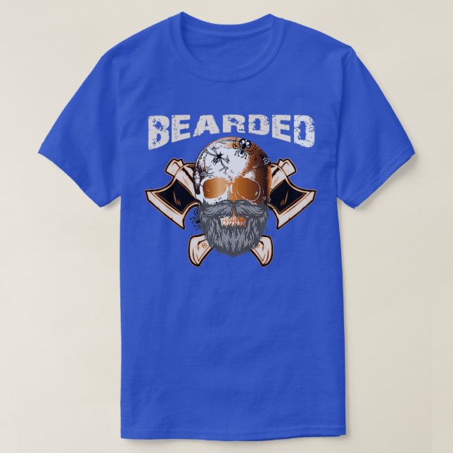 Camiseta Crânio De Crânio De Barba Com Design (Frente do Design)