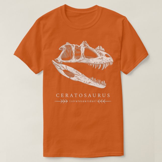 Camiseta Crânio de dinossauro de Ceratossauro (Frente do Design)