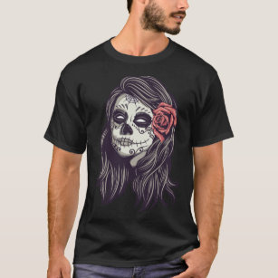 Camiseta Crânio De Garota (Assustador E Bonito)  