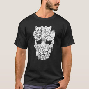 Camiseta Crânio de Gato Kitty Esqueleto Fantasia de Hallowe