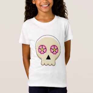 Camiseta Crânio de Gótico Cawaii Cute assustador com flores