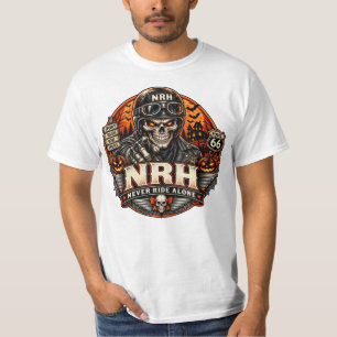 Camiseta Cranio de Halloween do Motociclista da Rota 66 Nun
