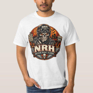 Camiseta Cranio de Halloween do Motociclista da Rota 66 Nun