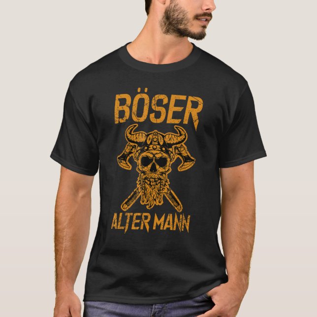 Camiseta Crânio de homem mau Viking Valhalla (Frente)