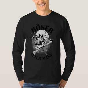 Camiseta Crânio de homem velho ruim com crânio de ossos