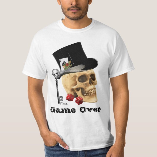 Camiseta Crânio de jogo gótico, jogo sobre (Frente)