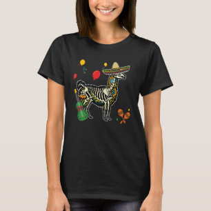 Camiseta Crânio de Lhama México Alpaca Halloween