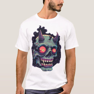 Camiseta Cranio de Monstro em Estilo de Quadrinhos Retrô