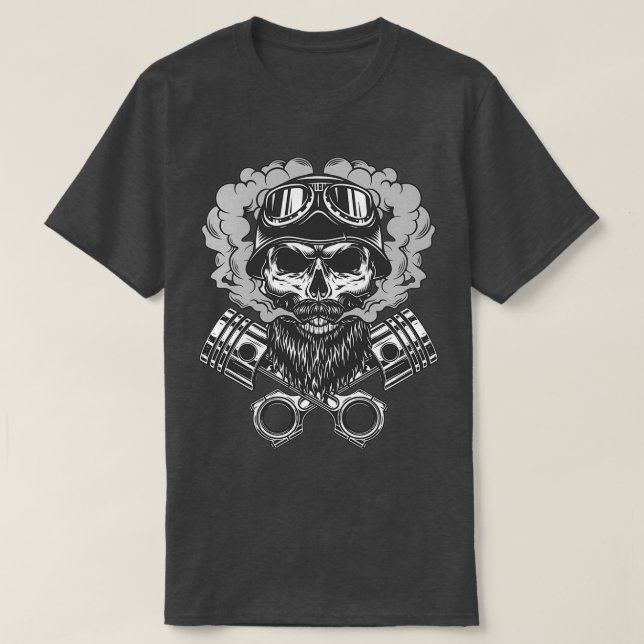Camiseta Crânio de motociclista (Frente do Design)