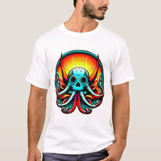 Camiseta Crânio De Octopus De Cores
