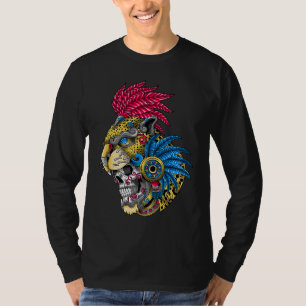 Camiseta Cranio de Pantera Huichol Calavera Mexicano Asteca