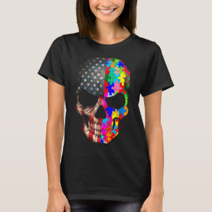 Camiseta Crânio de Peças de Puzzle de Conscientização do Au