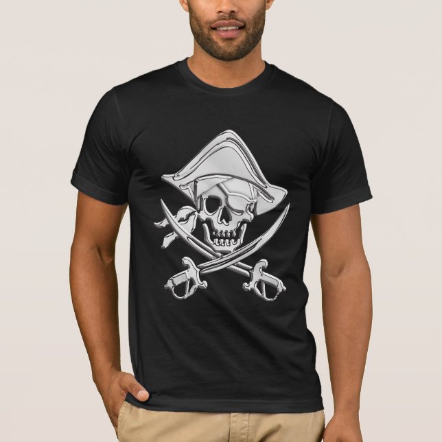 Camiseta Crânio de Pirata Cromo (Frente)