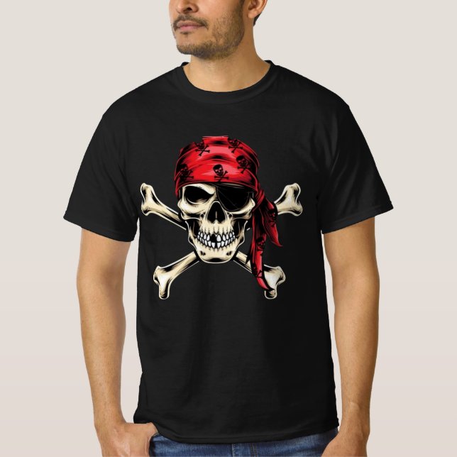 Camiseta Crânio de Piratas de Piratas do Partido Adulto (Frente)