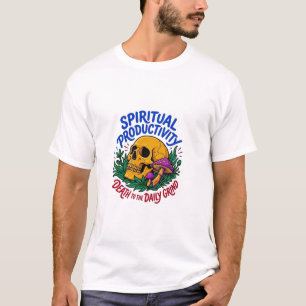 Camiseta Crânio de Produtividade Espiritual e Gráfico de Co