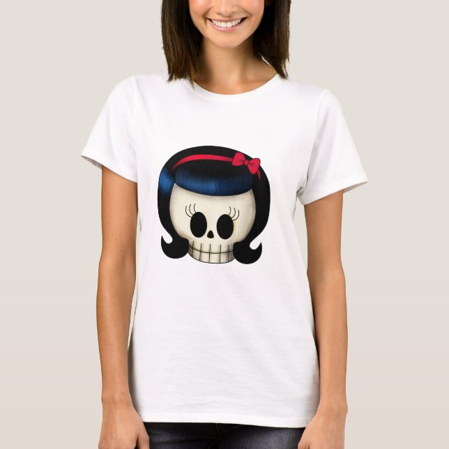 Camiseta Crânio de Rockabilly Girl (Frente)