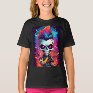 Camiseta Crânio de roqueiro com topete mohawk