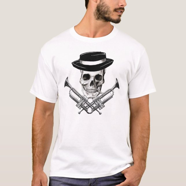 Camiseta Crânio de Ska com crossbones da trombeta (Frente)