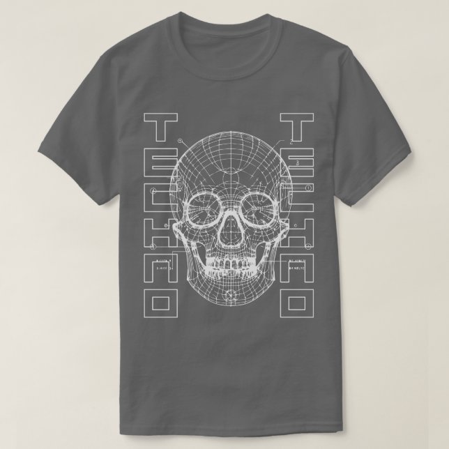 Camiseta crânio de tecnno (Frente do Design)