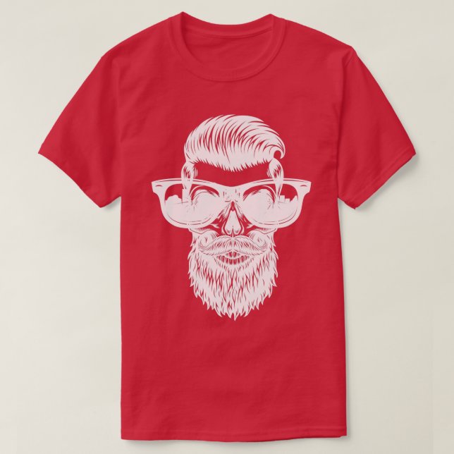 Camiseta Crânio de Trendy com Barba e Óculos Solares Hipste (Frente do Design)