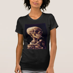 Camiseta Crânio de um esqueleto com cigarro ardente