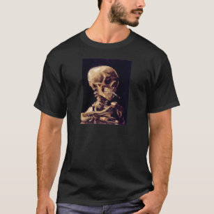 Camiseta Crânio de um esqueleto com cigarro ardente