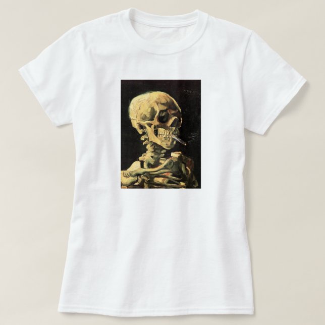 Camiseta Crânio de Van Gogh com o t-shirt ardente do (Frente do Design)