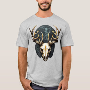 Camiseta Crânio de Veado com Grandes Chifres Caça