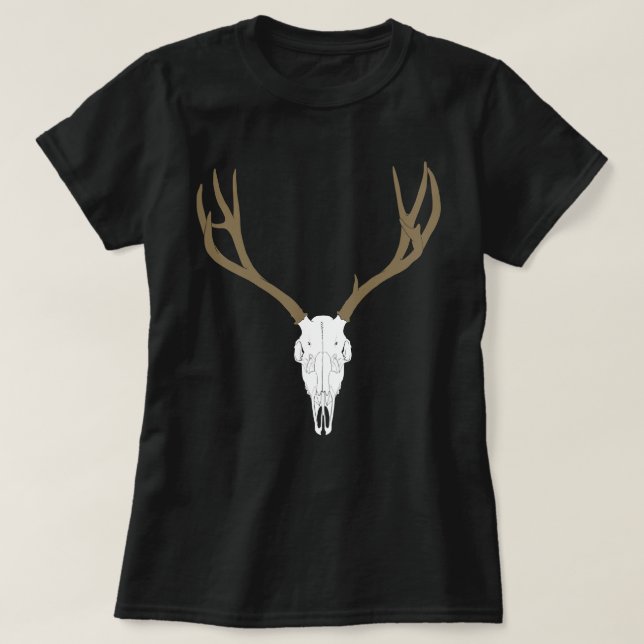 Camiseta Crânio de Veado Mula Personalizável (Frente do Design)