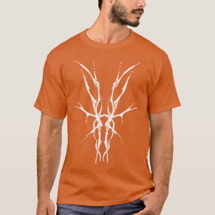 Camiseta Crânio de Veado Tribal Laranja e Branco Caça Desig