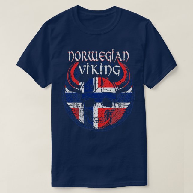 Camiseta Crânio de Viking Norueguês (Frente do Design)